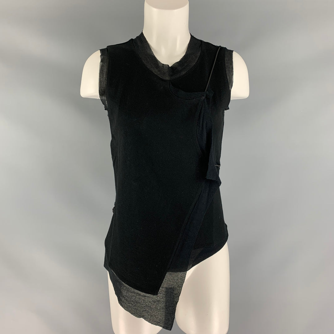NAOKI TAKIZAWA Size 2 Black Cotton Solid Casual Top