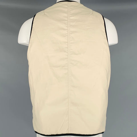 VISVIM Talla M -Chaleco de plumón Wawona- Chaleco con cremallera de lino de lana de tweed beige negro