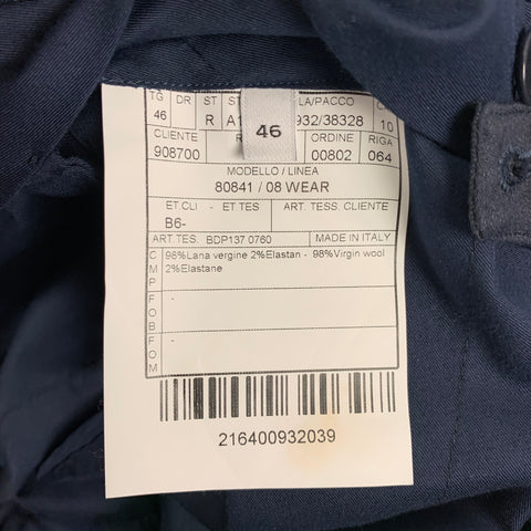 BOGLIOLI Size 30 Navy Virgin Wool Flat Front Dress Pants