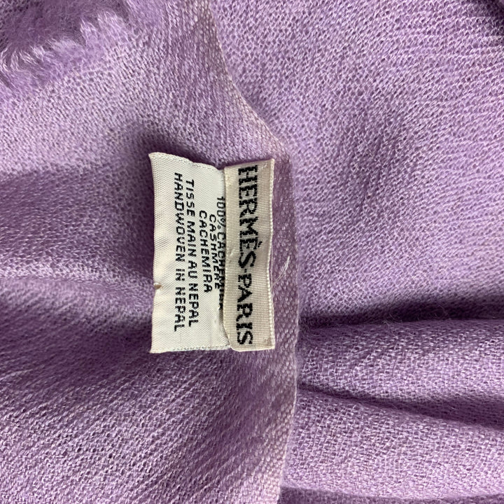 HERMES 1990's Purple Handwoven Cashmere Scarf