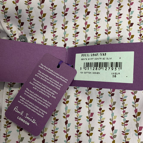 PAUL SMITH Size M Lavender &  Purple Print Cotton Button Up Long Sleeve Shirt