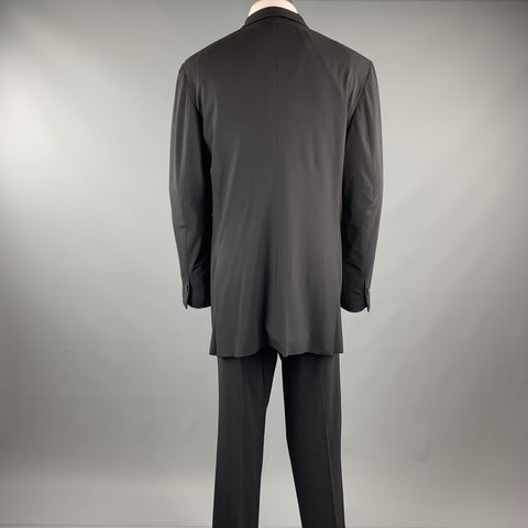 GIANLUCA ISAIA 46 Traje largo negro de lana lisa con solapa de muesca 40 x 36