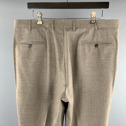 ISAIA Size 38 Taupe Solid Lana Wool Zip Fly Dress Pants