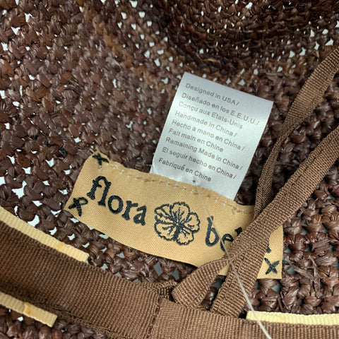 FLORA BELLA Brown Woven Raffia Fedora Hat