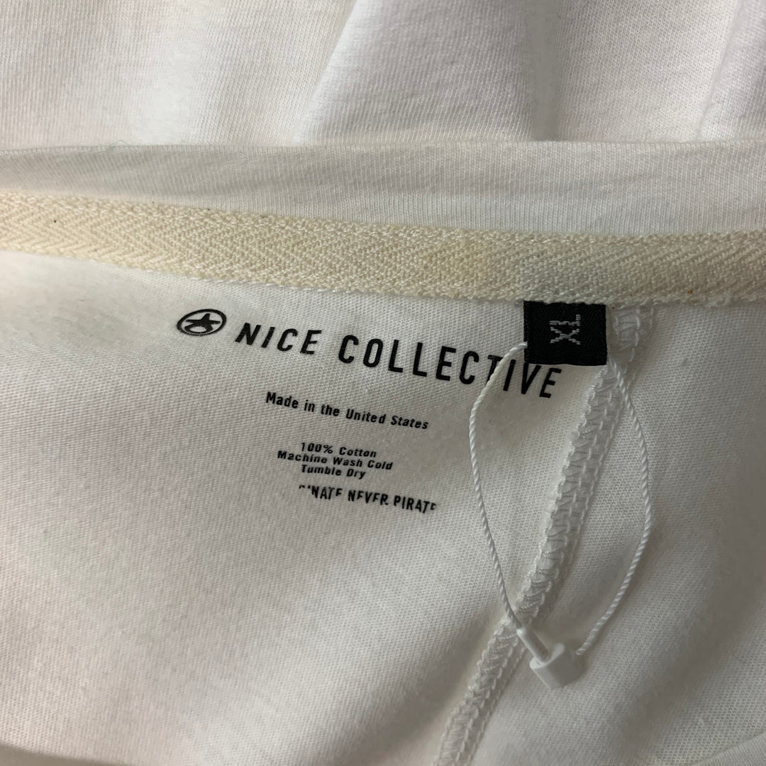 NICE COLLECTIVE Size XL White Solid Cotton Crew-Neck T-shirt