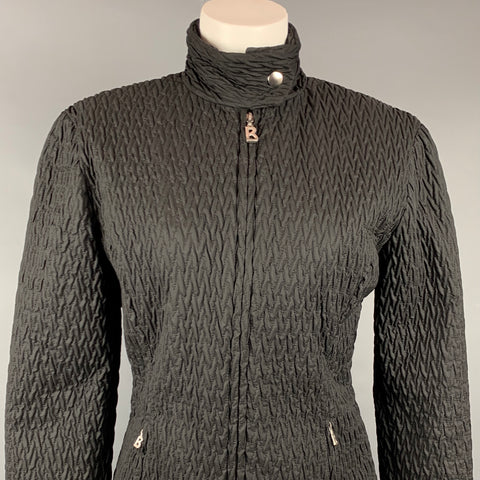 BOGNER Size 6 Black Quilted Textured Nylon Jacket
