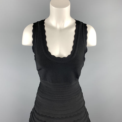 HERVE LEGER Size M Black Rayon / Spandex Cocktail Dress
