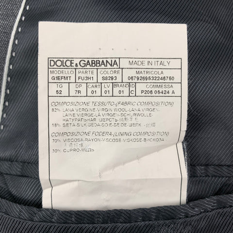 DOLCE & GABBANA Martini Size 42 Regular Dark Gray Wool / Silk 3 Piece Suit