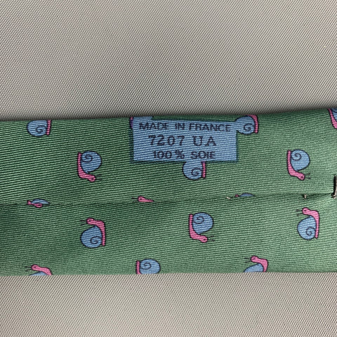HERMES 7207 UA Green Blue Snails Silk Tie