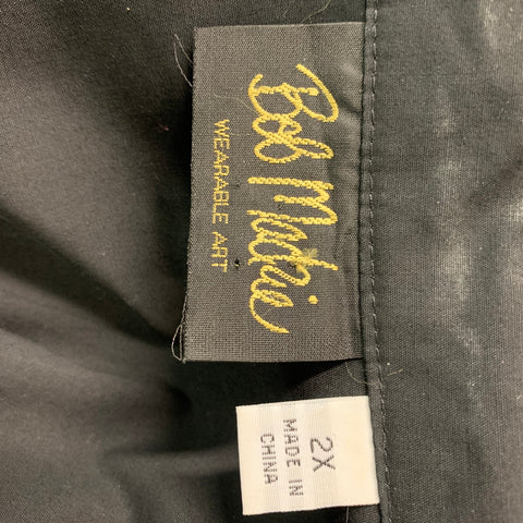BOB MACKIE Talla XXL Blusa bordada de algodón y poliéster blanco y negro