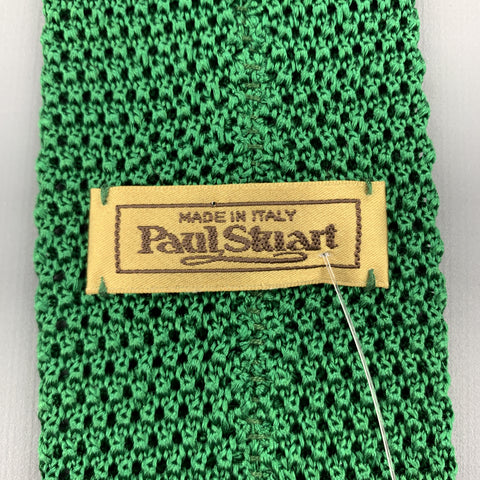 PAUL STUART Dark Green Silk Textured Knit Tie