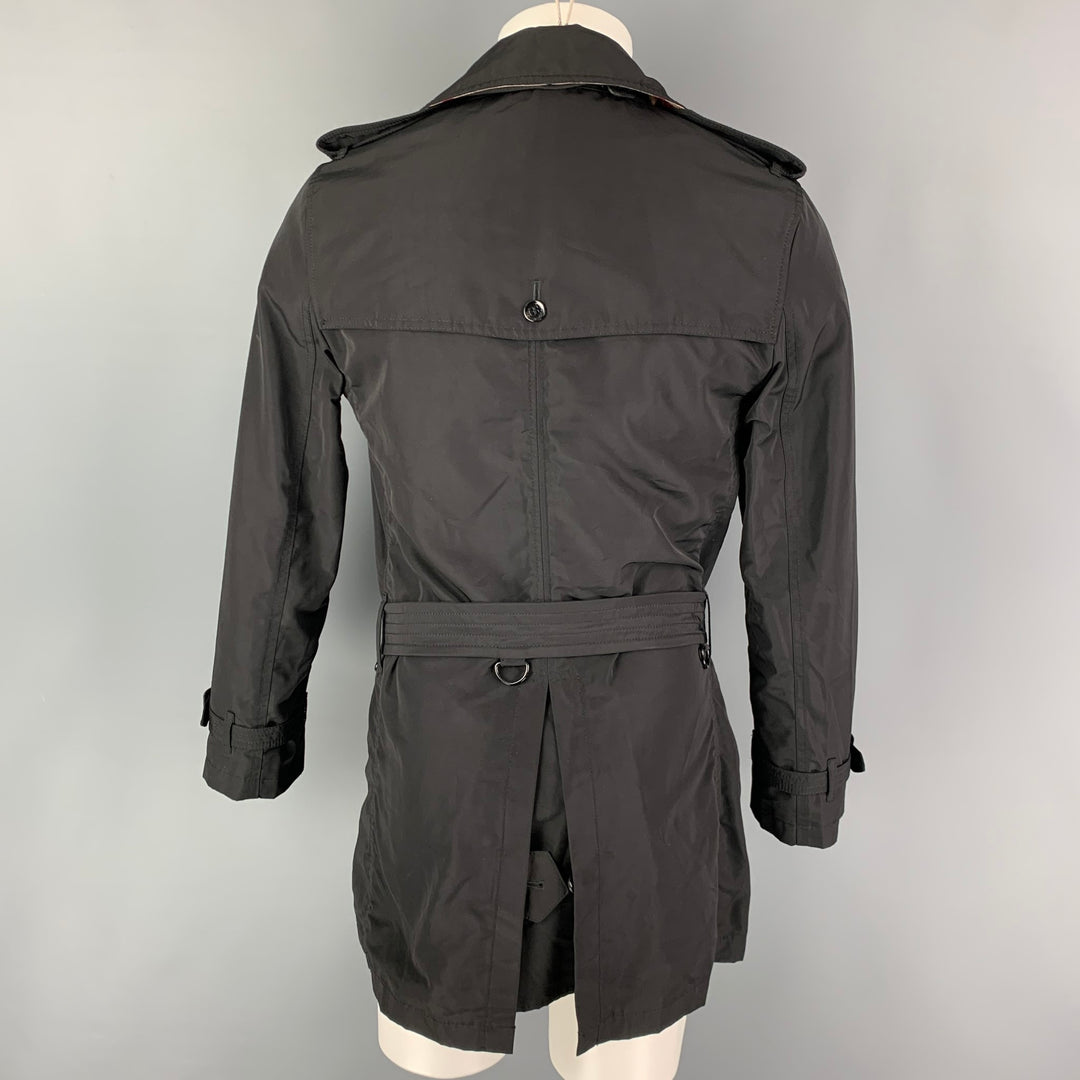 BURBERRY BRIT Size S Black Beige Nylon Trench Coat