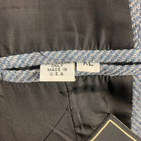 OBEDIENT SONS Size 44 Blue & Grey Herringbone Wool Blend Sport Coat