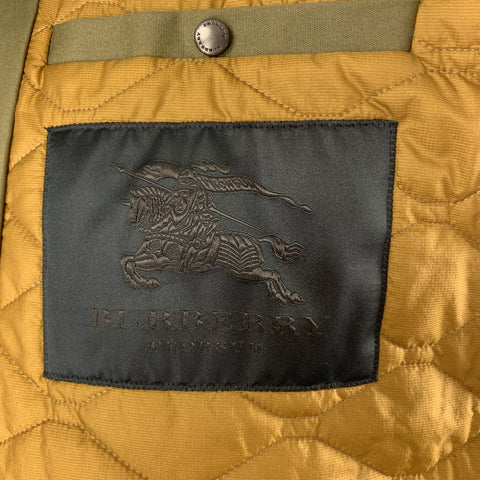 BURBERRY PRORSUM Resort 2013 Size 42 Olive Solid Cotton Zip & Snaps Jacket