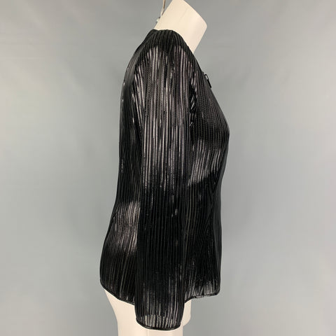 TOM FORD Size 6 Black Silk Cotton Ribbed Leather Jacket
