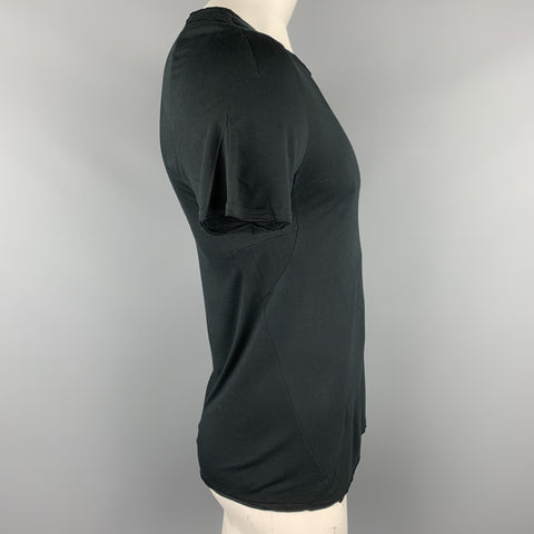 LUMEN ET UMBRA Size L Black Bamboo Raw Scoop Neck T-shirt