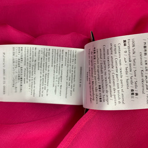 VALENTINO Blusa de seda rosa con lazo transparente talla S