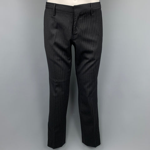 D&G by DOLCE & GABBANA Size 40 Regular Black Stripe Wool Blend Notch Lapel Suit