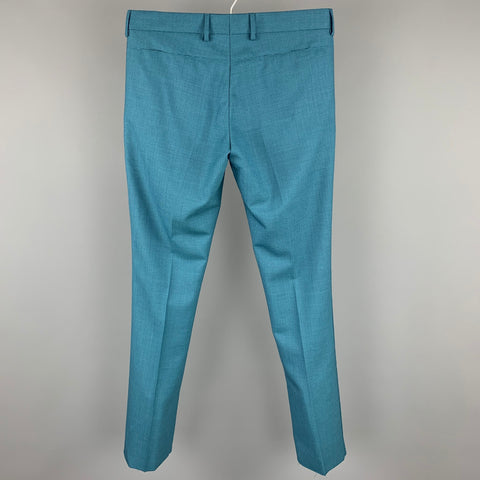 PAUL SMITH Kensington Fit Size 38 Regular Teal Houndstooth Wool Notch Lapel Suit