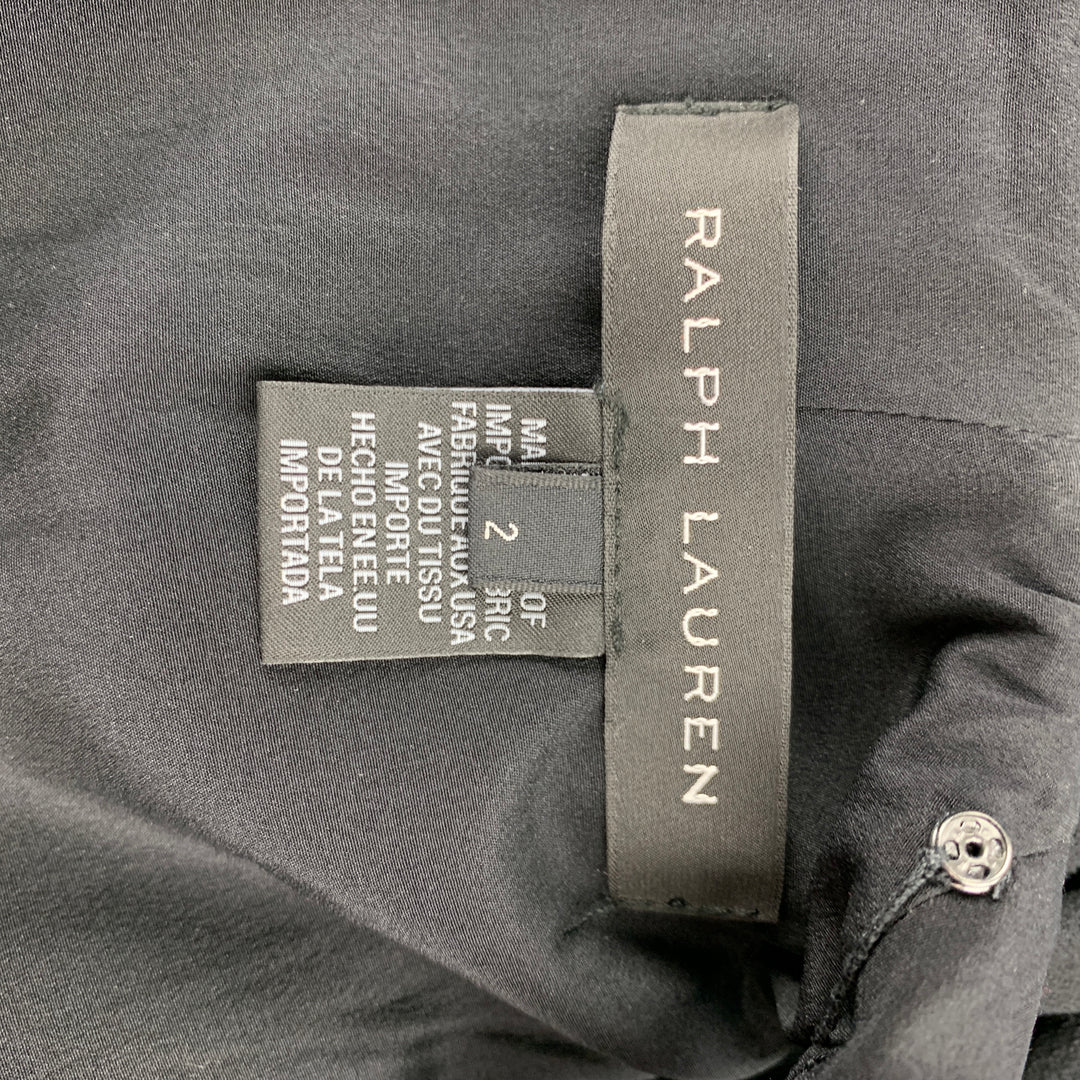 RALPH LAUREN Black Label Taille S Robe de cocktail en cuir de laine noire taille basse