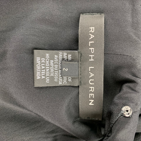 RALPH LAUREN Black Label Size S Black Wool Leather Drop Waist Cocktail Dress