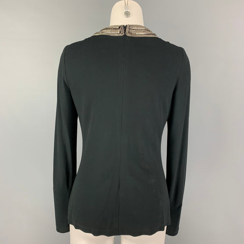 RALPH LAUREN Collection Size 6 Black Silver Viscose Embellishment Dress Top