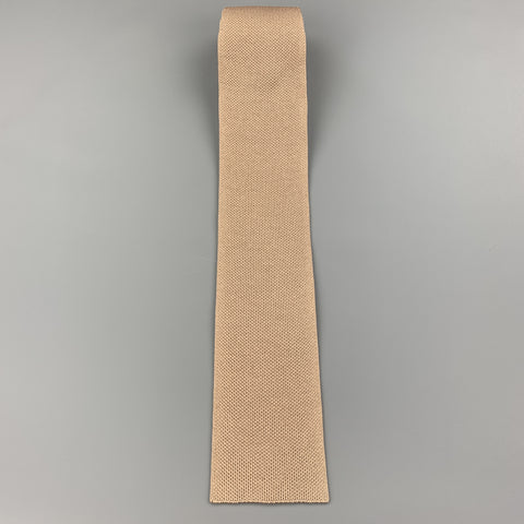 HERMES Pastel Taupe Woven Silk Tie