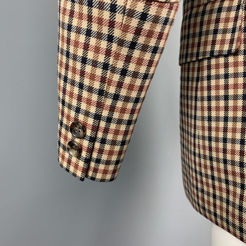 JUNYA WATANABE Taille L Manteau de sport à revers cranté en laine à carreaux beige