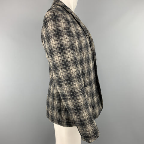 PS by PAUL SMITH Taille de poitrine 40 Manteau de sport en laine / coton à carreaux noir et gris