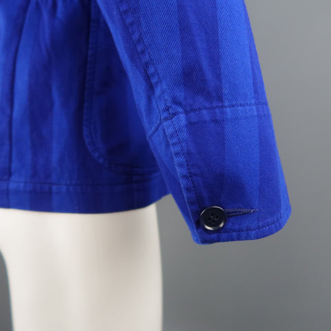 CABANE de ZUCCA Chest Size S Short Royal Blue Stripe Cotton Sport Coat