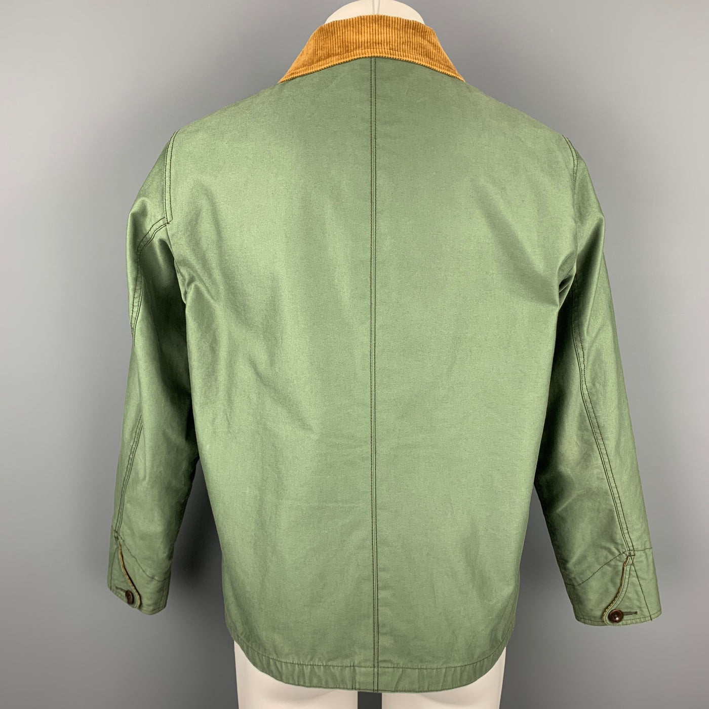ONES STROKE Size M Olive Cotton Lined Corduroy Collar Buttoned Jacket