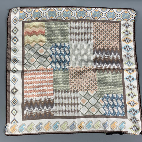 ETRO Brown Multi-Color Mixed Patterns Pocket Square