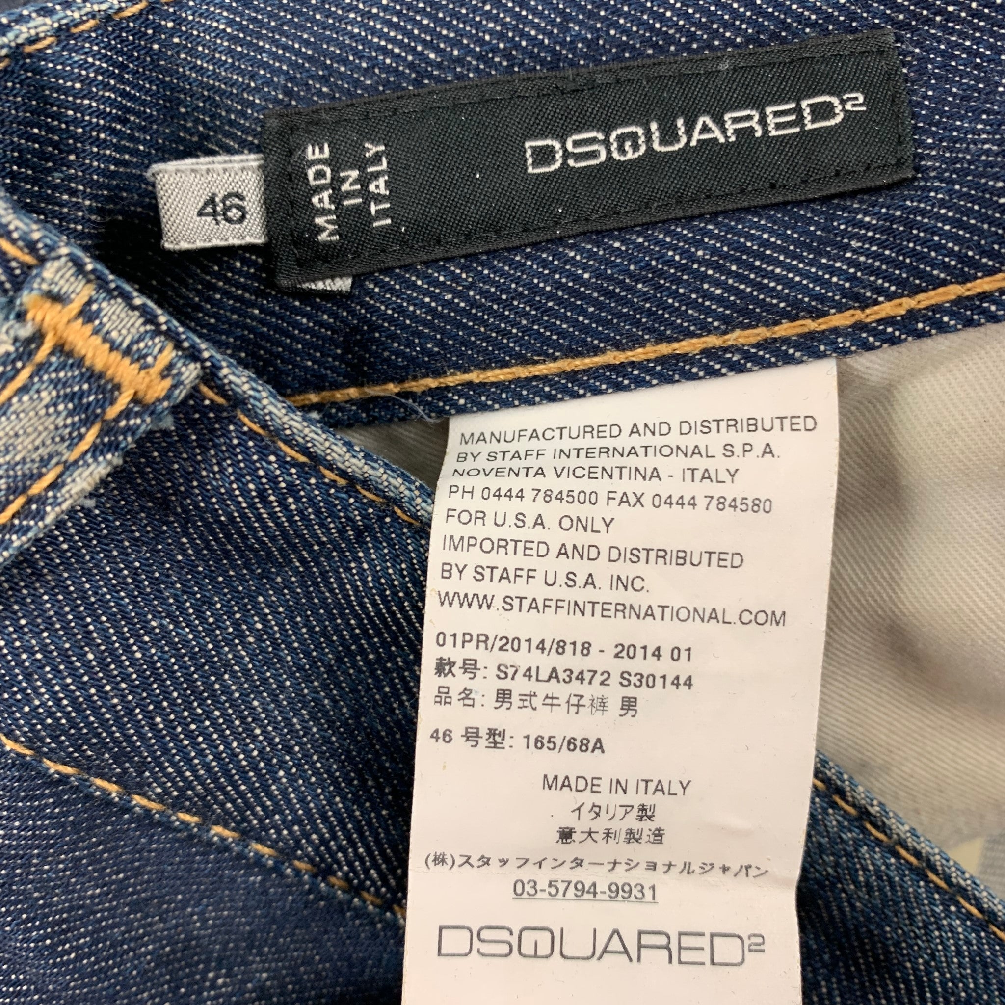 DSQUARED2 Size 30 Indigo Contrast Stitch Cotton Skinny Jeans – Sui