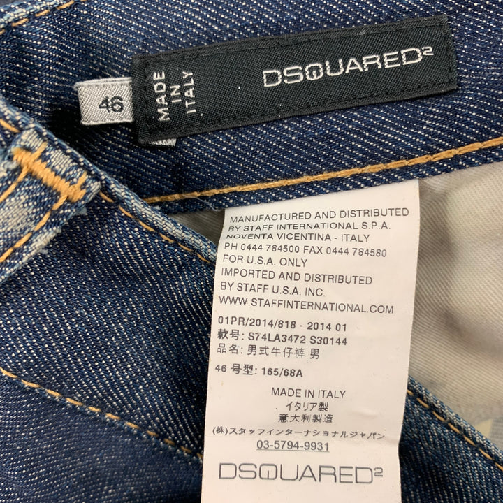 DSQUARED2 Size 30 Indigo Contrast Stitch Cotton Skinny Jeans
