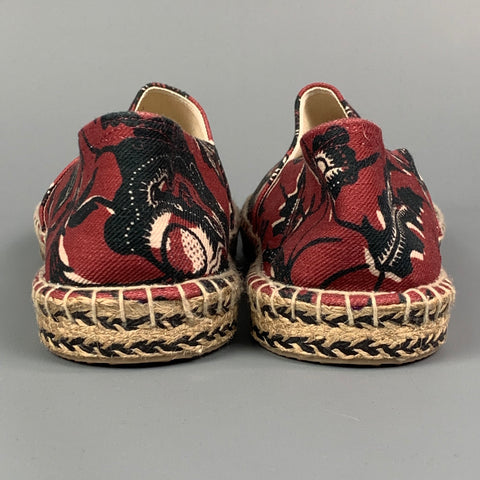 ISABEL MARANT Alpargatas planas de lona negra y burdeos talla 10