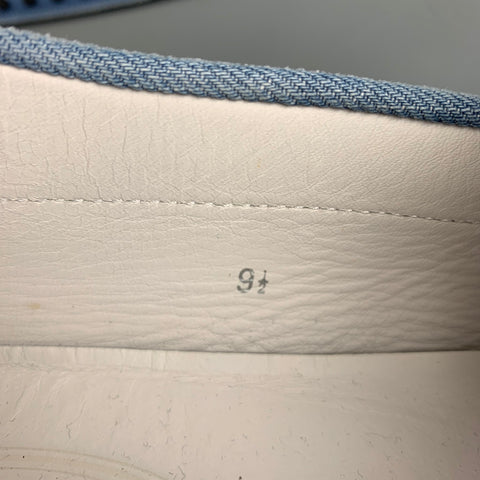TOD'S Talla 9.5 Mocasines tipo driver de mezclilla desgastados en azul