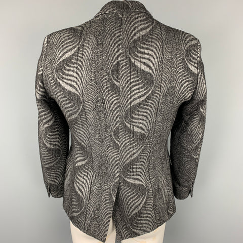 YOON Size 42 Grey & Black Abstract Wool / Cotton Notch Lapel Sport Coat