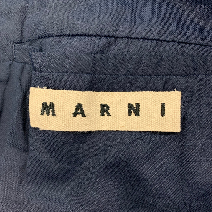 MARNI Size 40 Navy Wool Notch Lapel Sport Coat