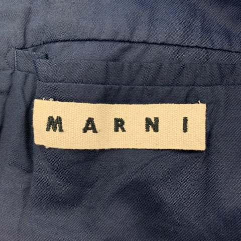 MARNI Talla 40 Abrigo deportivo de lana azul marino con solapa de muesca