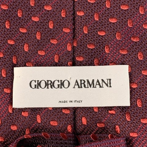 GIORGIO ARMANI Burgundy Red Dots Silk Tie