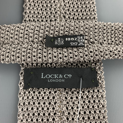 LOCK & CO LONDON Taupe Gray Silk Textured Knit Tie