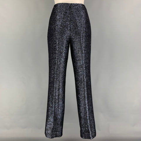 GIANNI VERSACE Talla 6 Traje de pantalón con frente plano texturizado en mezcla de lana plateada negra
