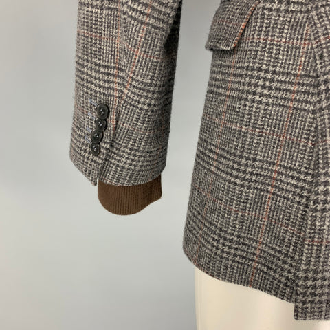 DOLCE & GABBANA Size 34 Grey & Black Glenplaid Wool Notch Lapel Sport Coat