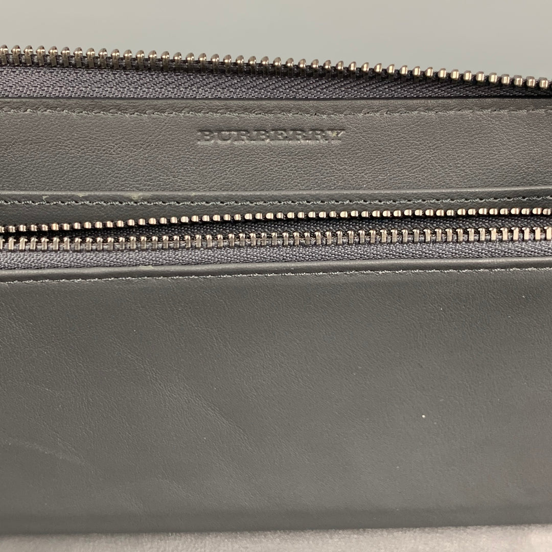 BURBERRY Grey Pebble Grain Leather Wallet