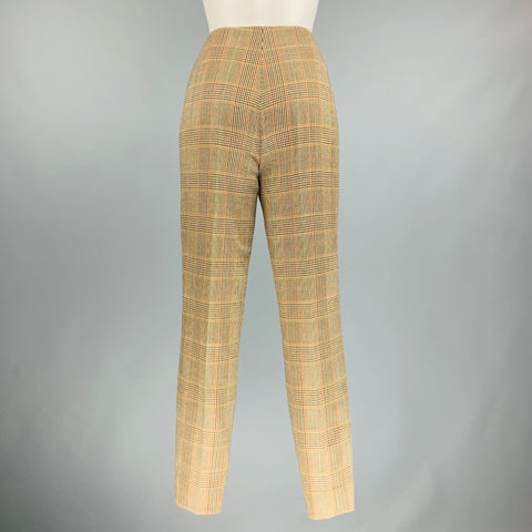 RALPH LAUREN Size 8 Brown Beige Wool Glen plaid Side Zipper Dress Pants