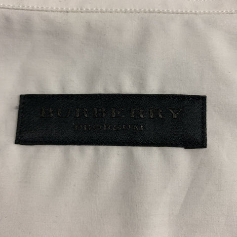 BURBERRY PRORSUM Spring 2016 Size S White Black Guipure Applique Cotton Long Sleeve Shirt