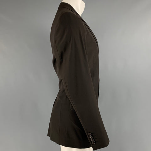DOLCE &amp; GABBANA Taille 40 Manteau de sport à revers cranté en laine vierge marron