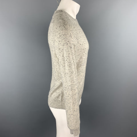 Jersey con cuello acanalado de cachemira gris jaspeado talla M ATM