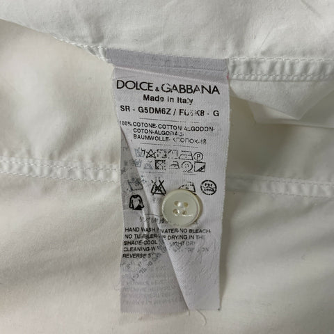 DOLCE &amp; GABBANA Taille M Chemise à manches longues boutonnée en coton uni blanc