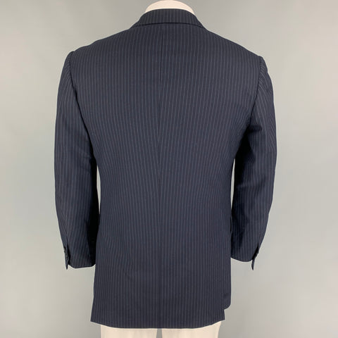 KITON for NEIMAN MARCUS Size 42 Navy White Pinstripe Wool Sport Coat